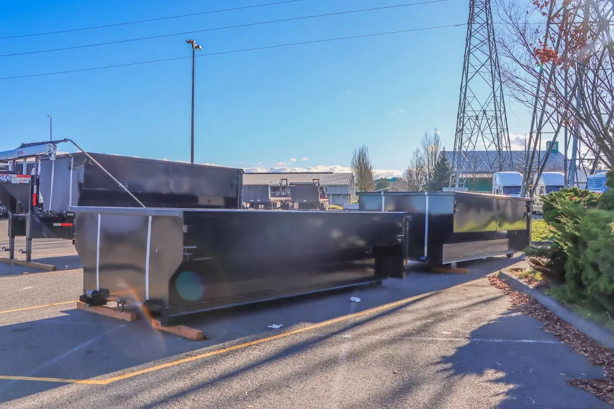 Roll-off dumpster ready for waste disposal at job site for 2 Yard Dumpster Rental in Princeton